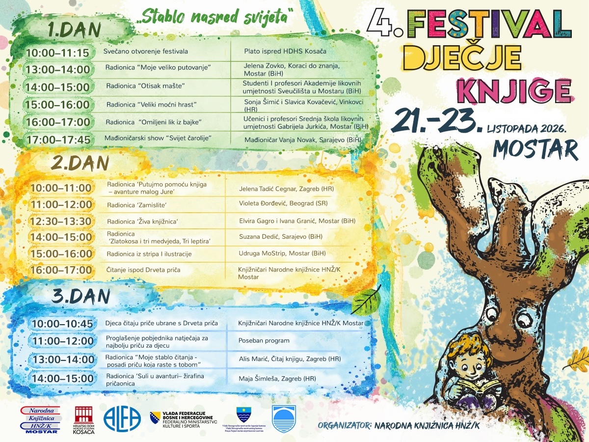 Program IV. Festivala dječje knjige "Sablo nasred svijeta", Mostar